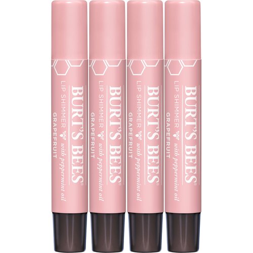 Burt's Bees Shimmer Lip Tint Set, Tinted Lip Balm Stick, Moisturizing for All Day Hydration with Natural Origin Glowy Pigmented Finish & Buildable Color, Grapefruit (4-Pack)