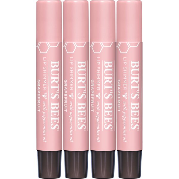 Burt's Bees Shimmer Lip Tint Set, Tinted Lip Balm Stick, Moisturizing for All Day Hydration with Natural Origin Glowy Pigmented Finish & Buildable Color, Grapefruit (4-Pack)
