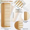 Patelai 3 Pcs Wide Tooth Wooden Comb, Wood Hair Combs, Anti-static Hair Detangler Wooden Comb, No Handle Styling Shampoo Comb for Curly Wavy Long Hair