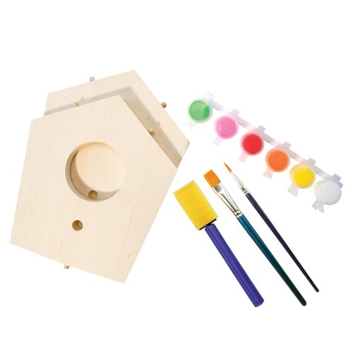 MindWare Make Your Own Birdhouse Kit - Wood Art Kit for Kids - Includes Pre-Cut Wood Pieces and Art Supplies to Assemble and Paint Your Own Bird House - Ages 5 and Up