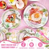 AURORAPARTY 120pcs Winnie Bear Baby Shower Decorations Pooh Pink Girl Bear Party Plates Napkins Oh Baby Disposable Cups Tableware for Newborn Kids Birthday Decorations for 24 Guests