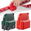 2Pcs Wrapping Paper Cutter, Gift Wrap Cutter with 2 Replaceable Blade 4 Wheels Compact Christmas Gift Wrapping Paper Roll Cutter Tool Green,Red