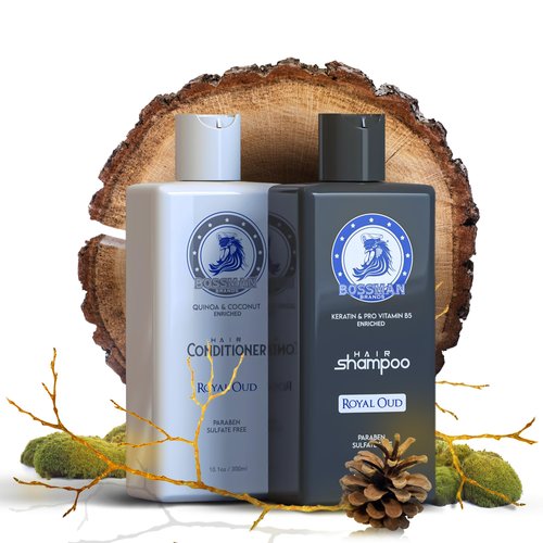 Bossman Hair Shampoo and Conditioner Combo - Hydrating, Strengthening, and Soothing Formula for Men's Hair - Paraben Free & Sulfate Free (Royal Oud)