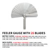 2 Pack Feeler Gauge with 32/26 Blades and 1 Pack Offset Feeler Gauge with 16 Blades - Stainless Steel Feeler Gauge Dual Marked Metric and Imperial Gap Measuring Tool for Automotive Repair