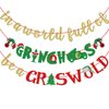 FOZEE Christmas Banner, Christmas Vacation Banner, Pre-strung Christmas Party Decorations, Gold, Red and Green Glitter