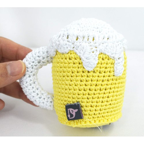 Dog Teeth Cleaning Cotton Crochet Squeaky Dog Toy for Small Dogs - Beer