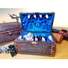 Power Beast Dungeon Mimic Chest Dice Storage Box with Glass Eye, Miniatures and Dungeons and Dragons Accessories, D&D Gift, DND, Dungeon Master, Holds up to 5 Sets of Polyhedral Dice. RPG Game. (BLUE)