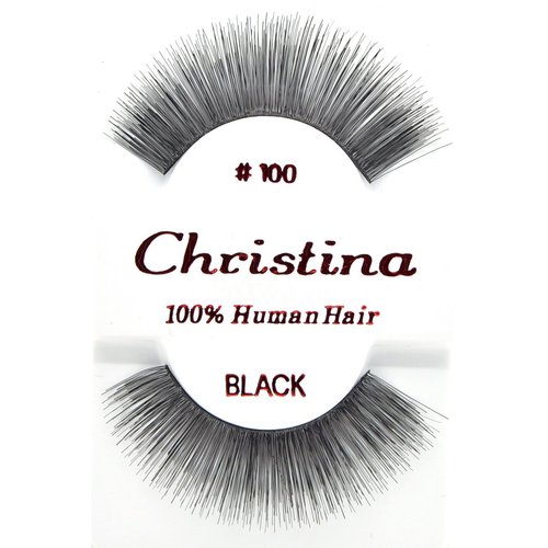 12packs Eyelashes - #100 Christina 100% Human Hair Fake Eyelashes