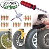 Febrytold 3 Pcs Tire Valve Core Remover Tools with 25 Pcs Brass Valve Stem Cores, 4-Way Valve Stem Core Tool, Dual & Single Head Tire Valve Core Remover Installer Tools