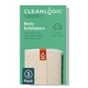 Cleanlogic Organic Cotton Exfoliating Body Scrubber, Reusable Exfoliator Tool for Smooth and Softer Skin, Daily Skincare Routine, Natural, 3 Count Value Pack