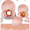 Rose Gold Party Supplies, Rose Gold Party Disposable Tableware Set 20 Party Plates 9" 20 7" Paper Plates 20 Napkins Tablecloth for Rose Gold Birthday Party Decoration Serves 20 Guests