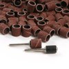 100 Pics Dia 1/2" Sanding Drum Sleeves Set Sand Bands with 2 Mandrel for Pet Dog Nail Grinder Heads Rotary Tool Bits Jewelry Light Polishing Abrasive Tools, Grit 80