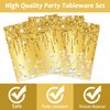 96 PCS Gold Birthday Tableware Set for Golden Themed Happy Birthday Party Supplies Golden Diamond Dinner Plates Gold Napkins Forks for 24 Guests Men Women Anniversary Engagement Wedding Party Favors