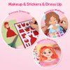 Mocoosy 5-in-1 Princess Dress Up & Makeup Game Set, Paper Doll Art Craft Activity Kits for Girls, Fashion Design Sticker Book for Diamond Painting & Foil Fun Travel Toy Fantasy Gift Kids Ages 4 6 7 8