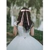 Hair Clips for Women Tassel Ribbon Bowknot With Long Tail, Clip Girl, Solid Accessories Barrettes Claw Bow (White,Pink)