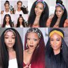 Zealady Kinky Straight Headband Wig Human Hair For Black Women 180 Density Yaki Straight Headband Wig Human Hair Glueless Human Hair Wigs 22 inch