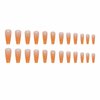 MISUD Coffin Press on Nails Long Fake Nails Glossy Glue on Nails Orange Ombre Acrylic Nails Ballerina Gradient Artificial Nails Bling Glitter Line Stick on False Nails with Design 24 pcs