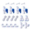 1/4" OD Quick Connect Push in to Connect for Water Reverse Osmosis System Water Tube Fitting (Ball Valve + T + I + L + Y + end cap , 20-Pack)