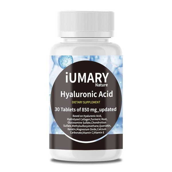 Hyaluronic Acid Supplements, 850mg High Bioavailable Dietary Hyaluronic Acid - Advanced Joint Support with Hydrolyzed Collagen, Turmeric, Glu-cosamine, MSM, Vitamin C – 30 Tablets（Pack of 1）