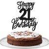 1 PCS Happy 21st Birthday Cake Topper Glitter Cheers to 21 Years Birthday Cake Pick Twenty One 21 Fabulous Cake Decoration for Happy 21st Birthday Anniversary Party Decorations Supplies Black
