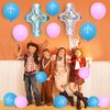 Pink Baptism Cross Balloons For Holy Communion, God Bless Christening Confirmation Easter Party Decorations Kids Boys Girls Party Supplies Baby Shower, 6 Cross Helium Mylar Foil Balloons with Ribbon