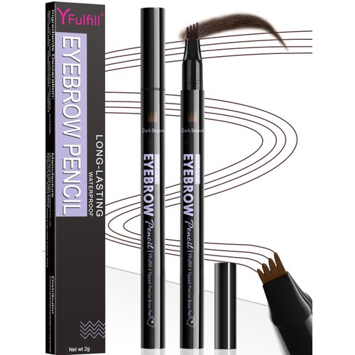 Yfulfill Eyebrow Pencil Dark Brown Waterproof, Brow Pencil Dark Brown, Microblade Eyebrow Pen Waterproof, Eye Brow Pencil Dark Brown