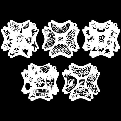 Bowitzki Reusable Face Paint Stencils for Body Art Painting Halloween Christmas Makeup Stencils (Halloween)