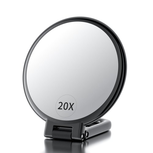Beautifive 20X/1X Magnifying Hand Mirror with Stand, 5.4" Travel Mirror Handheld Magnifying Mirror, Double Sided Hand Mirror with Handle, Travel Makeup Mirror with 20x Magnification