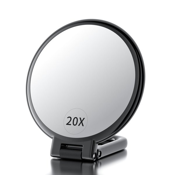 Beautifive 20X/1X Magnifying Hand Mirror with Stand, 5.4" Travel Mirror Handheld Magnifying Mirror, Double Sided Hand Mirror with Handle, Travel Makeup Mirror with 20x Magnification
