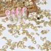 Dornail 50pcs Gold Nail Charms for Acrylic Nails, Mix Styles Shiny Pearl Alloy Nail Rhinestones Flower Butterfly Heart Star Charms for Nails Women Nail Jewels Nail Decorations for Nail Art Charms