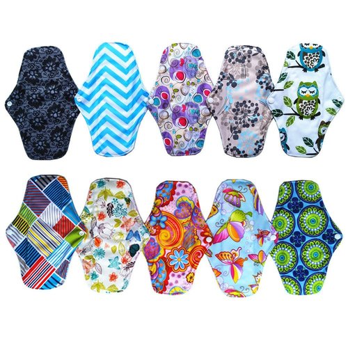 10Pieces 10Inch Reusable Washable Menstraul Pads Sanitary Pads