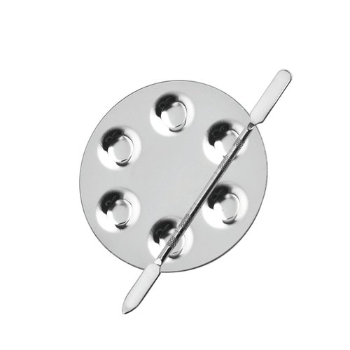 Lively Forest Metal Mixing Palette Makeup Spatula, Foundation Mixing Palette Hand, Make Up Tools Mini Mixing Tray with Finger Ring, Small Makeup Mixing Palette, Pack of 2