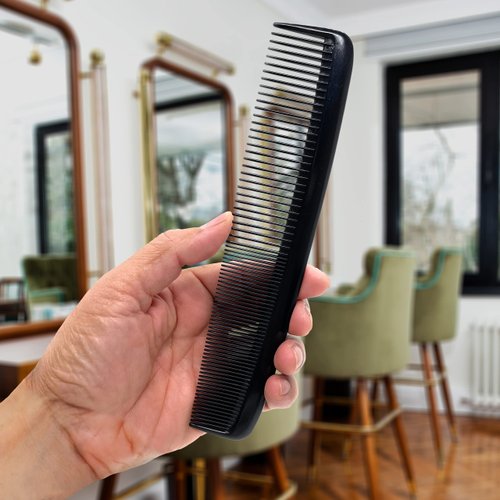 Styling Gear Heat Resistant Wide Tooth Comb Barber Hairstylist Hair Combs Static Free Hair Straightening Styling Hair Parting Black Comb 1 Pc. (Wide Comb)