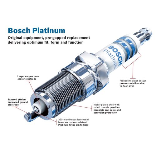 BOSCH 6709 OE Fine Wire Platinum Spark Plug - Pack of 4