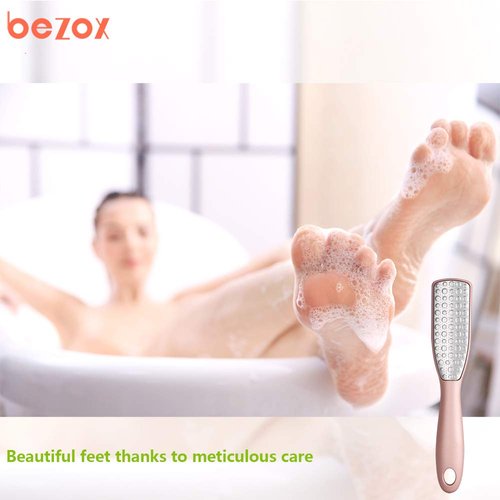BEZOX Foot File, Double Sided Foot Rasp Callus Remover, Stainless Steel Pedicure Foot Scrubber W/Cloth Storage Bag & Gift Box
