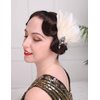 Aimimier 1920s Flapper Feather Hair Clip Ivory Headpiece Prom Party Roaring 20s Accessories for Women and Girls