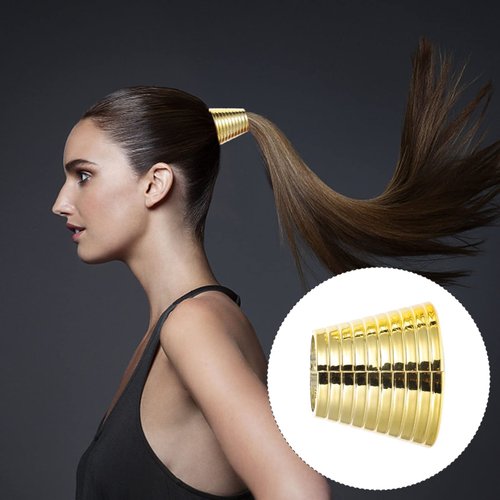 8pcs Simulation Punk Bands Barrette Ponytail Tie Plastic Girls Items Rings Hair Gothic Headwear Buckles Cuff Teeth Use Long Gold Ties Cuff: Ring with Elastic