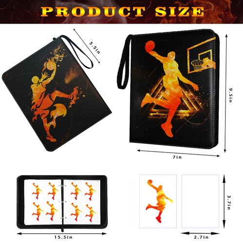 Basketball Cards Binder 400 Pockets, Trading Cards Holder Card Collectors Album,Trading Card Binder 4 Pocket with 50 Removable Sleeves for Basketball Card and Sports Card