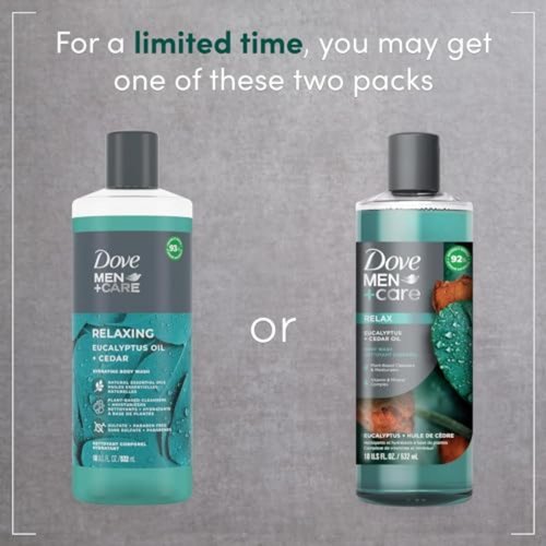 Dove Men+Care Body Wash Eucalyptus + Cedar Oil to Rebuild Skin in the Shower with Plant-Based Cleansers and Moisturizers 18 oz