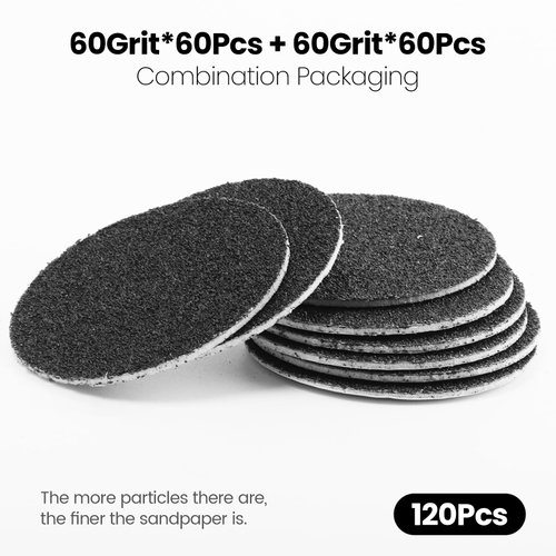 120pcs Replacement Sandpaper Refill Discs for Electric Foot File Callus Remover Tool for Men Women Dead Cracked Hard Skin (60 Grit+60 Grit)