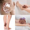 3 Pieces African Exfoliating Net Sponge, African Bathing Back Scrubbers, Shower Net Body Scrubber with Pull Strap (Blue Purple Coffee)