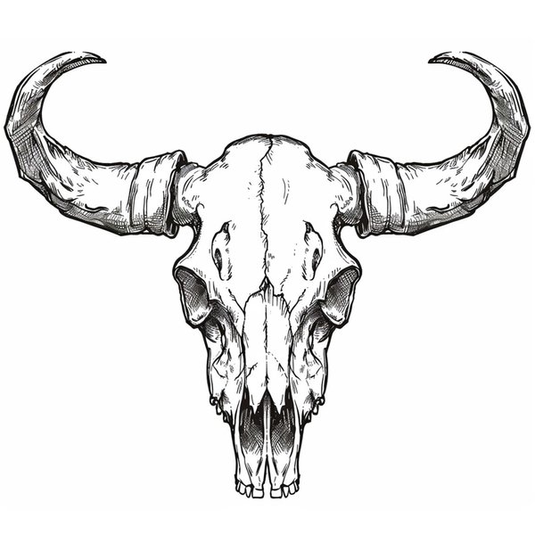Dopetattoo 6 sheets Temporary Tattoos for Men and Women Buffalo Skull Sketch Bull Bones for Men Temporary tattoo for Women Neck Arm Chest for Woman