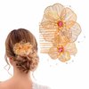 Hermoli Gold Wedding Pearl Hair Comb Flower Bridal Hair Combs Handmade Headpiece for Women