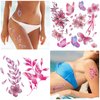 PAGOW 60 Sheets Pink Butterfly Temporary Tattoos Self-adhesive Flower Rabbit Whale Face Body Arm Tattoos Stickers Waterproof Christmas Valentines Birthday Party Decoration for Women Girls Adults