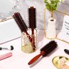 Boao 3 Pieces Boar Bristle Round Brush for Blow Drying Round Hair Brush with Wood Handle Quiff Roller Brush for Women Men (10/12/ 14 Rows)