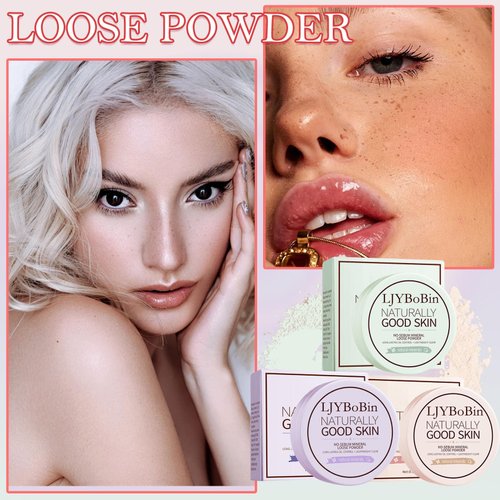 3PCS Loose Setting Powder Set,Lightweight Long Lasting Oil Control Loose Face Powder,Translucent Matte Drying Finishing Setting Powder for All Skin Types