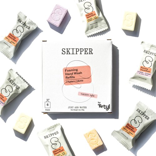 Tirtyl Skipper Foaming Hand Soap Tablet Refills - 6 Pack - 48 fl oz total (6x 8 fl oz) - Rebranded - Compostable Packaging - Variety Fragrance Pack