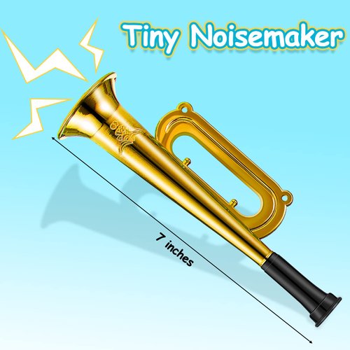 Lewtemi 24 Pack Metallic Trumpet Toys Plastic Trumpets Kids Horn Musical Instruments Music Party Favors Noisemaker Toys for Parties Events Stage Props, Assorted Colors, 7 Inch