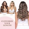 GOO GOO Wire Hair Extensions Human Hair, 4/27/4 Chocolate Brown with Caramel Blonde Balayage 18inch 95g, Invisible Wire Hair Extensions with Transparent, Seamless Fish Line Hairpiece