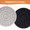 8 Pcs Boho Coasters for Drinks, Silicone Coasters with Holder, Boho Style Grooved Pattern, Tabletop Protection Coasters for Outdoor, Indoor, Coffee Table, Kitchen, Office, Bar, Heat Resistant
